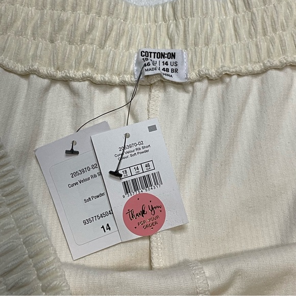 Cotton On Curve Womens Corduroy Elastic Waist Shorts - Cream, Size 14, New - Picture 10 of 13